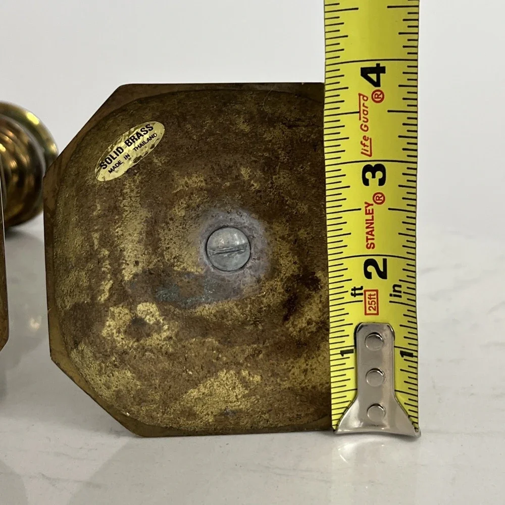 Vtg Solid Brass Candlestick Holders Pair Mantel Farmhouse Colonial Style Decor‎